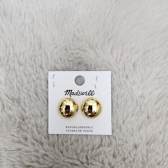 NEW Madewell Gold Button Stud Earrings Pale Gold - Picture 4 of 8